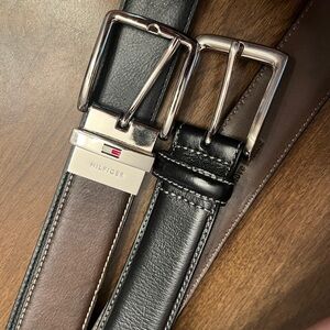 Tommy Hilfiger Dual-Tone Leather Belt and Cremieux black leather Belt